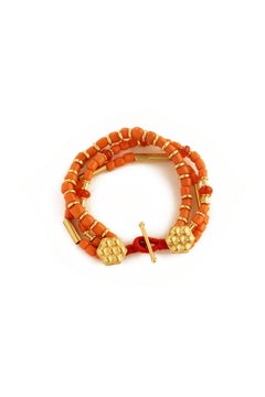 Tatu Bracelet in 24k Vermeil Gold & Glass Beads by Katerina Makriyianni