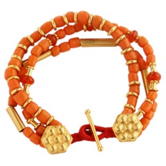 Tatu Bracelet in 24k Vermeil Gold & Glass Beads by Katerina Makriyianni