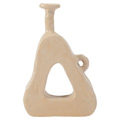 Unqiue Plain Beige Ceramic Big Vase with Body Round Opening by Willem Van Hooff
