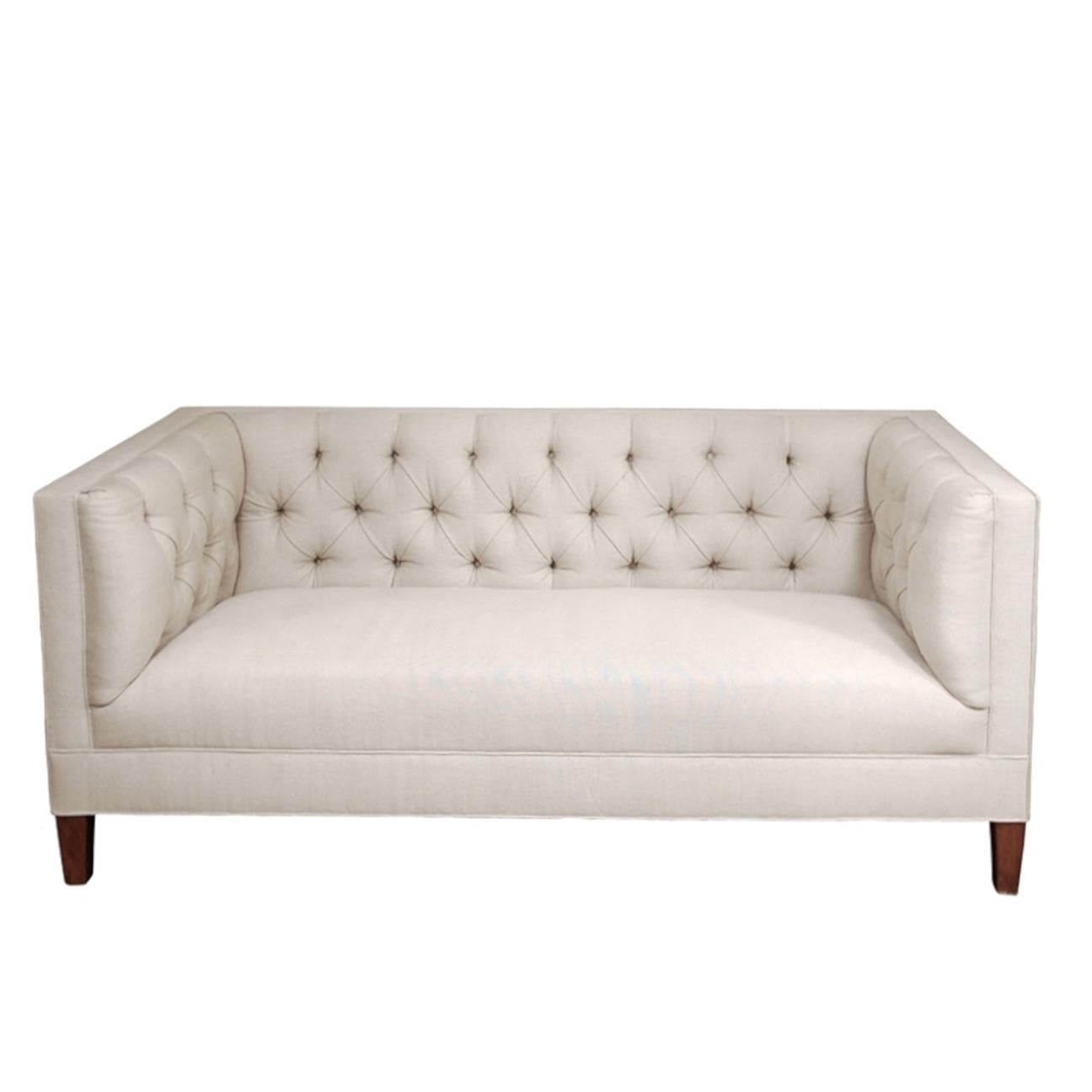 "Tatum" by Lee Stanton William IV Style Tufted Sofa For Sale