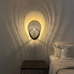 Lampe d'applique Tatupeba noire en fibre de palmier naturelle (large) - A.I.C. typ C.