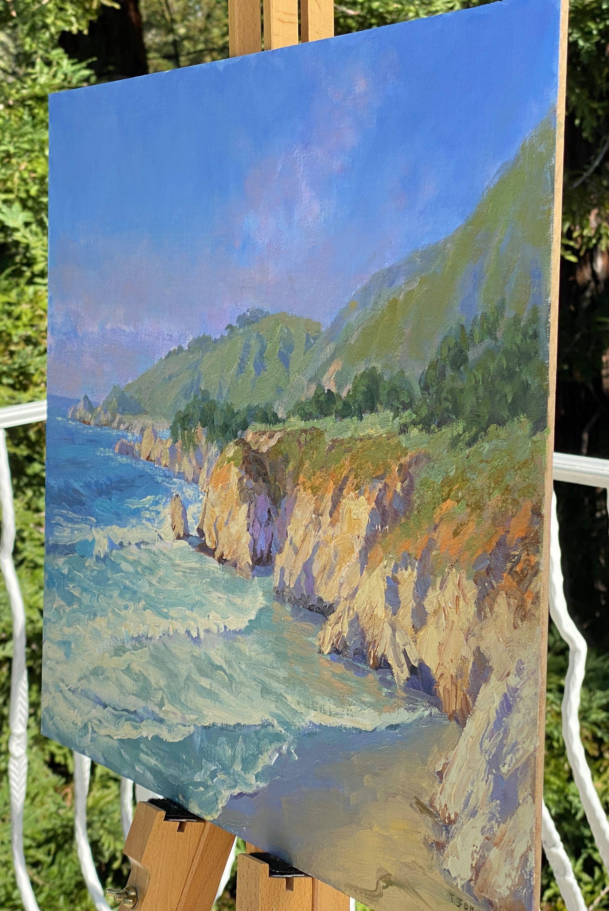 Scogliere e onde lungo la costa della California, Pittura, Olio su tela 2
