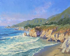 Cliffs And Surf Along California Coast, Painting, Oil on Canvas