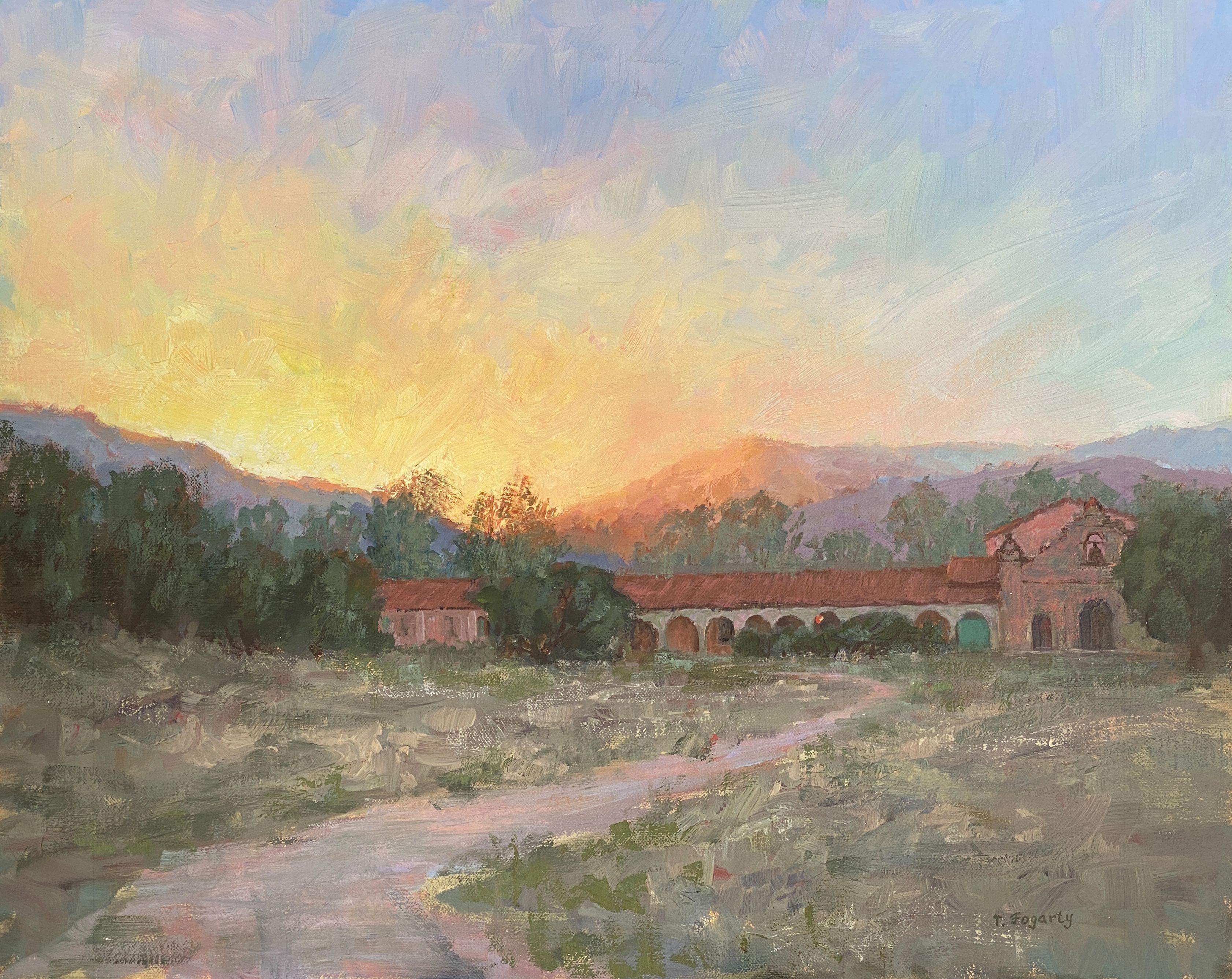 Tatyana Fogarty Landscape Painting - Mission Road Sunset, Painting, Oil on Canvas