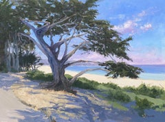 Monterey Cypress Trees Along Scenic Drive, Painting, Oil on Canvas