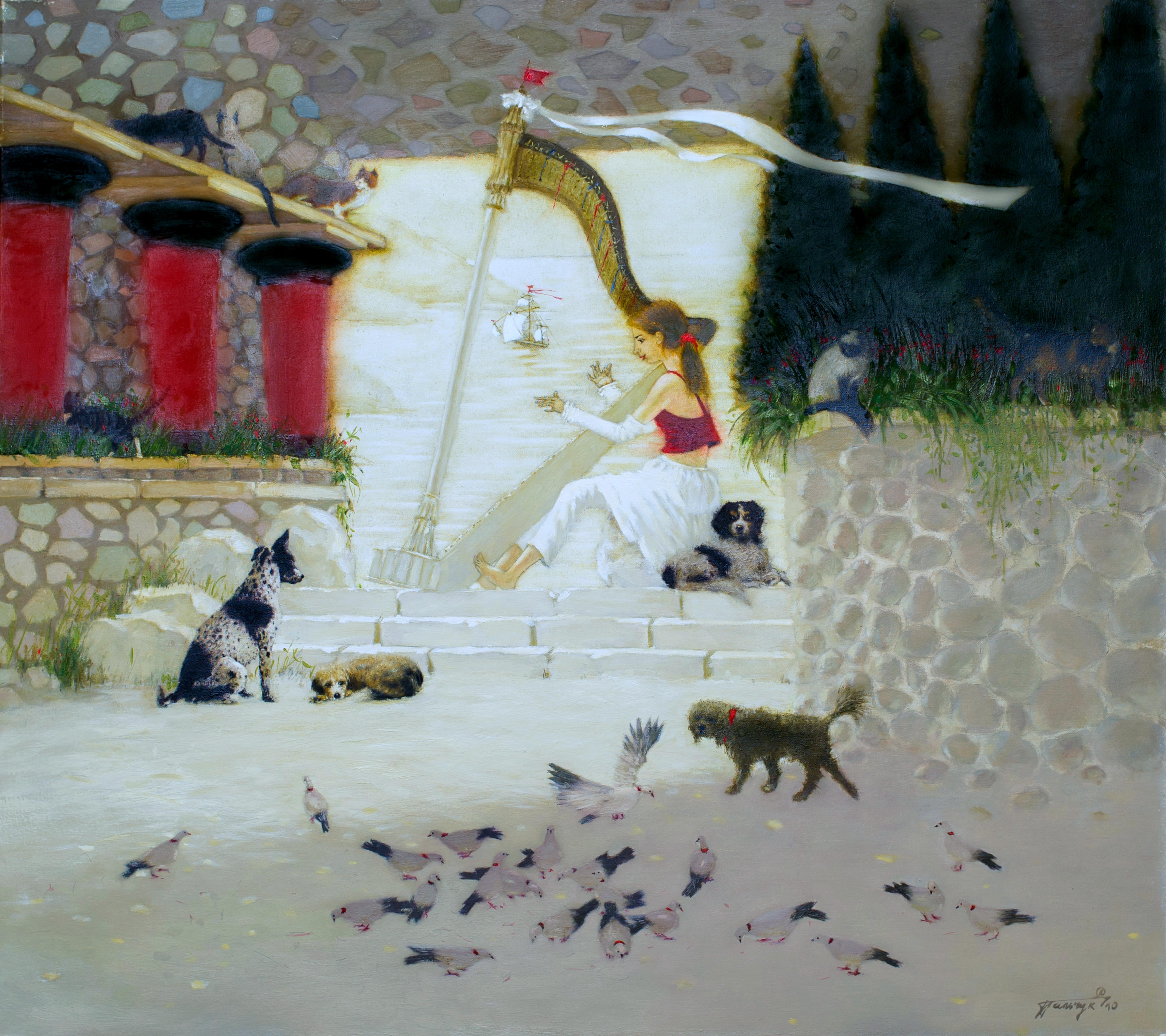 Tatyana Palchuk Figurative Painting – tune aus dem Teakholz. 2010. Ölgemälde auf Leinen, 80x90 cm   
