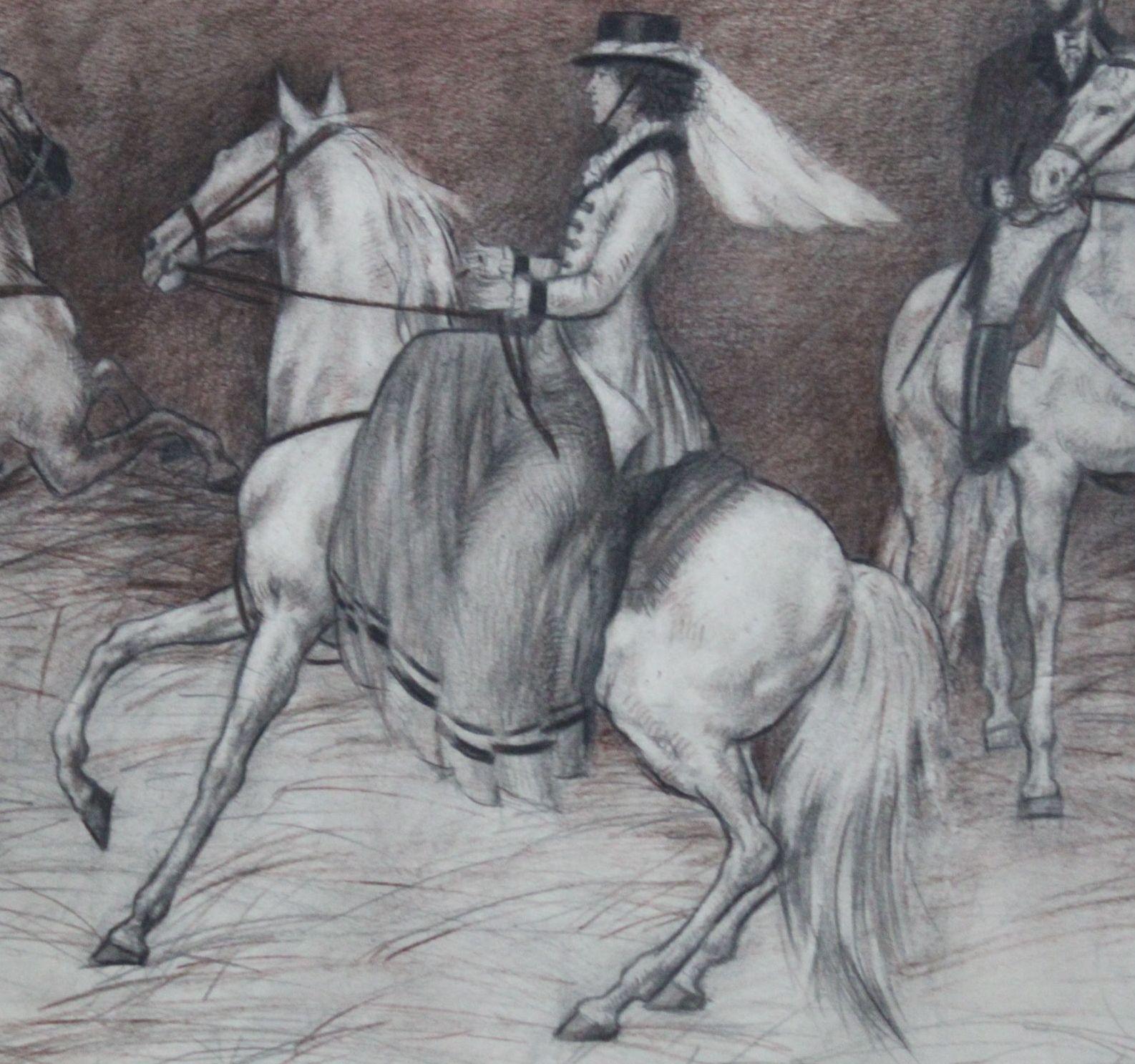 Horsemens, carta/mix media, 2007 - Painting Romantico di Tatyana Palchuk