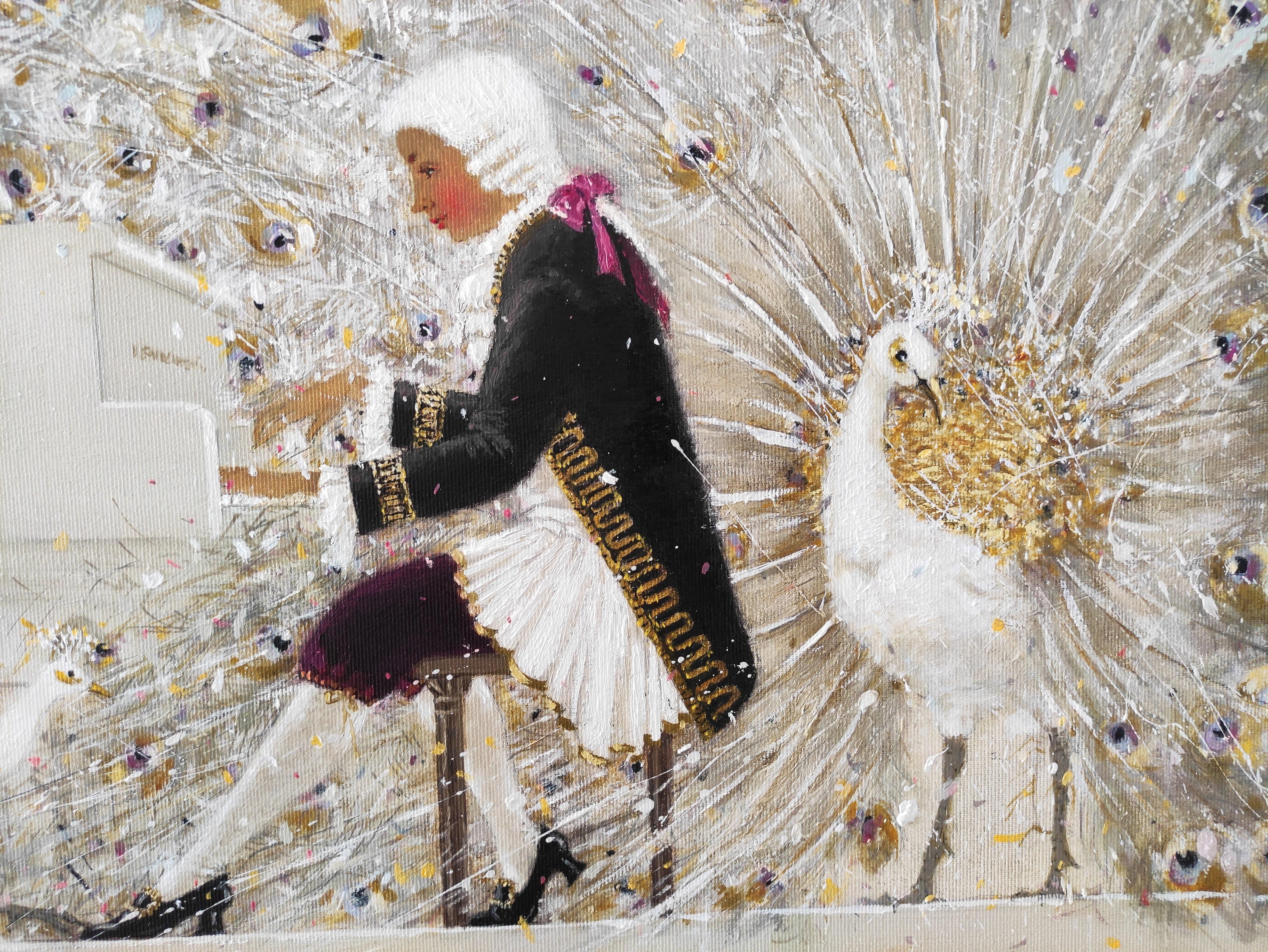 Maggiore. (dalla serie Musica) 2011. Olio su lino, 70 x 80 cm - Animal Painting Beige di Tatyana Palchuk