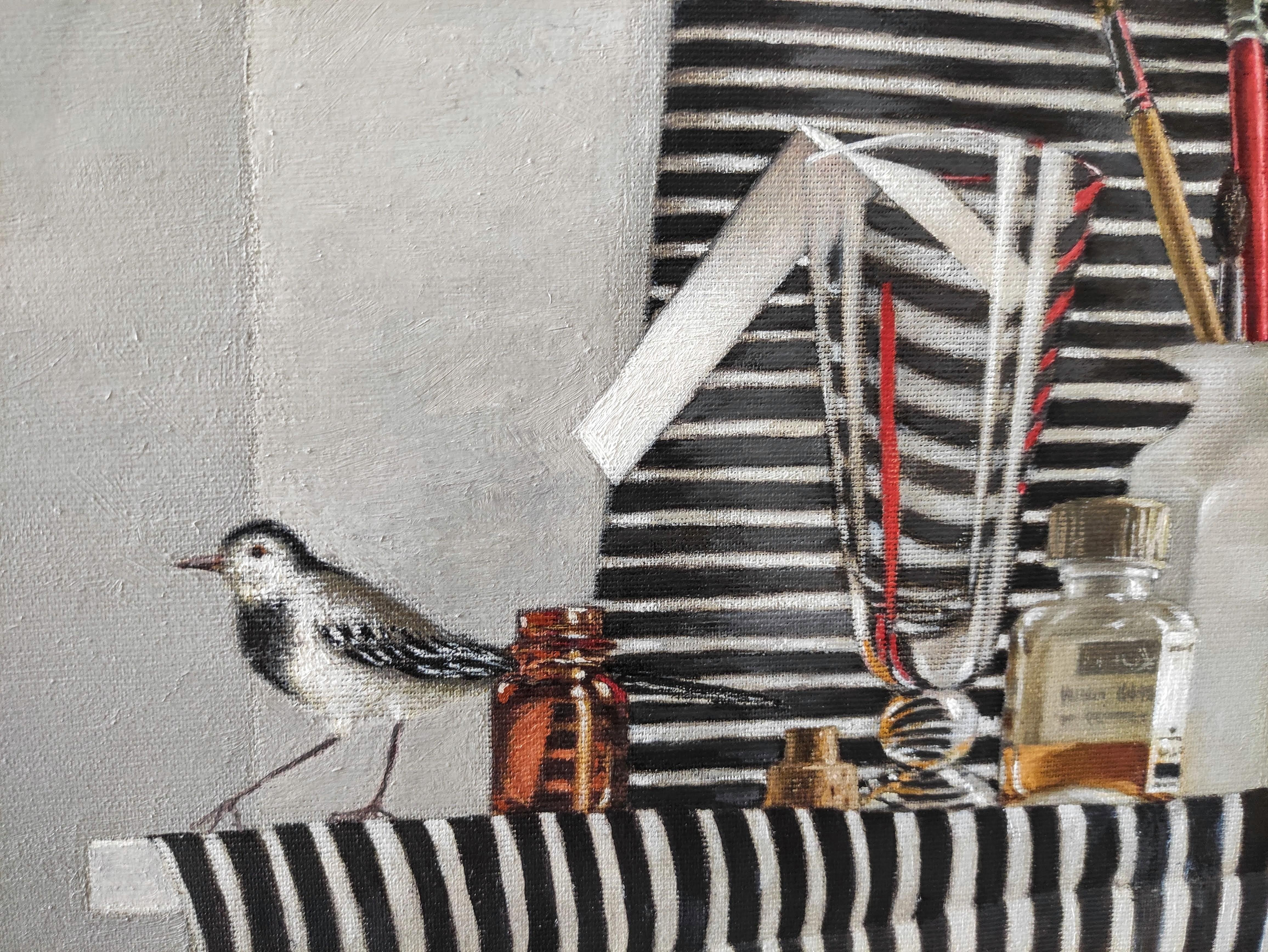 Still Life With Wagtails. 2011. Oil on linen, 40X45 cm - Painting by Tatyana Palchuk