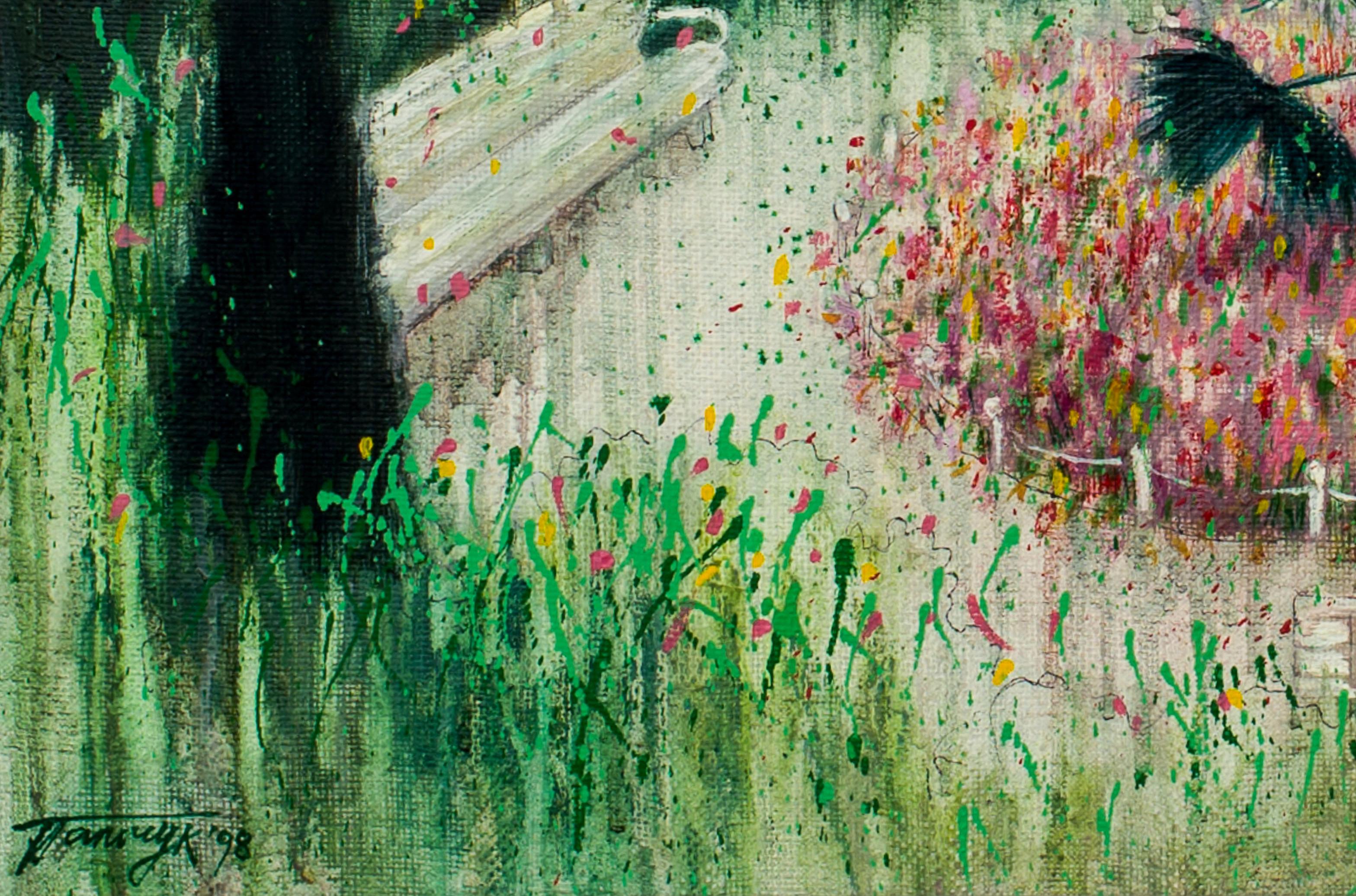 Le lit The Flowers. 1998. Peinture à l'huile sur lin, 50x60,5 cm - Painting de Tatyana Palchuk