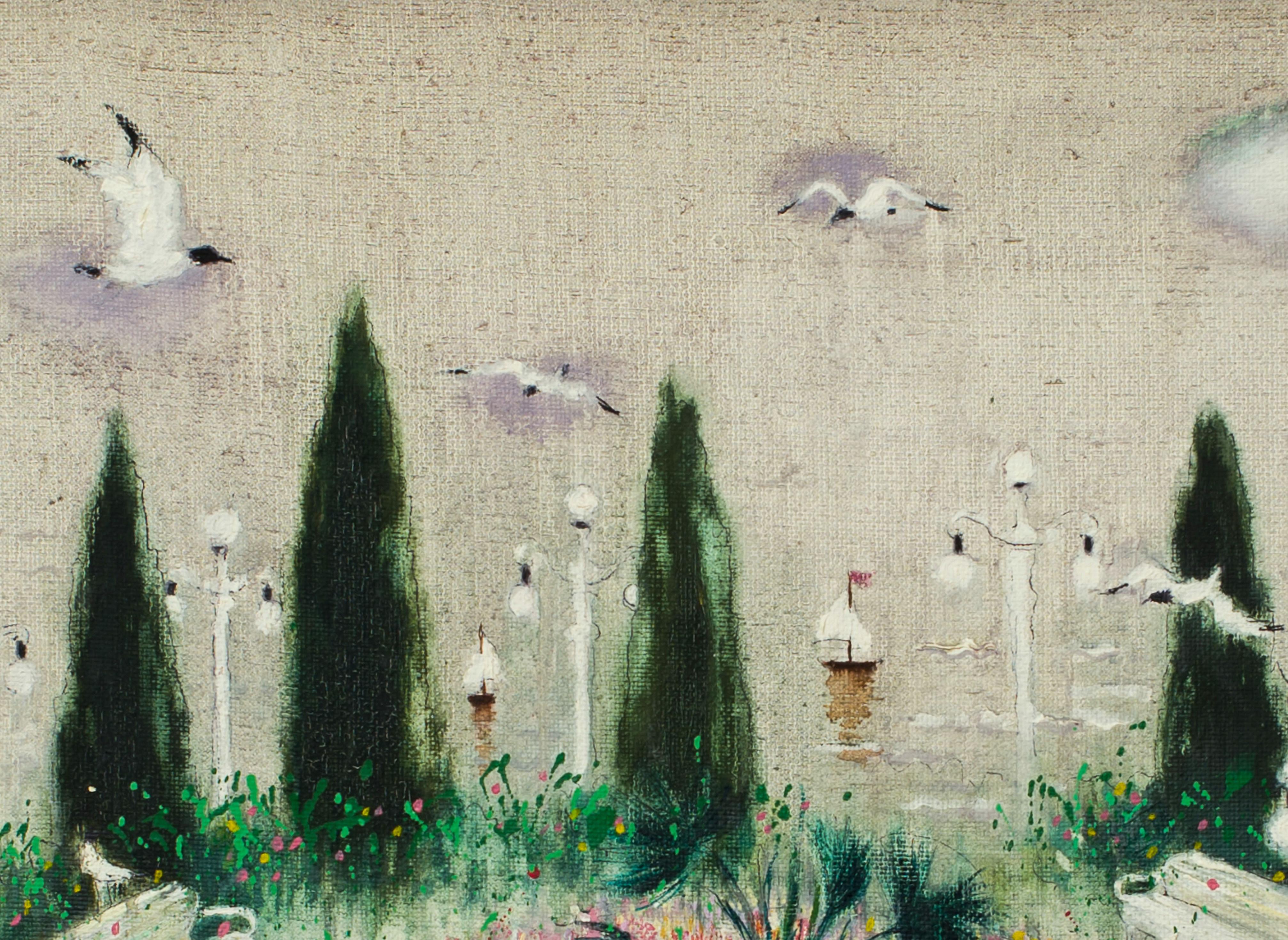 La cama de las flores. 1998. Óleo sobre lino, 50x60,5 cm - Painting Romántico de Tatyana Palchuk