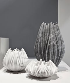 Tau Extra Large Grey Vase by Zaha Hadid in Bardiglio Nuvolato Marble