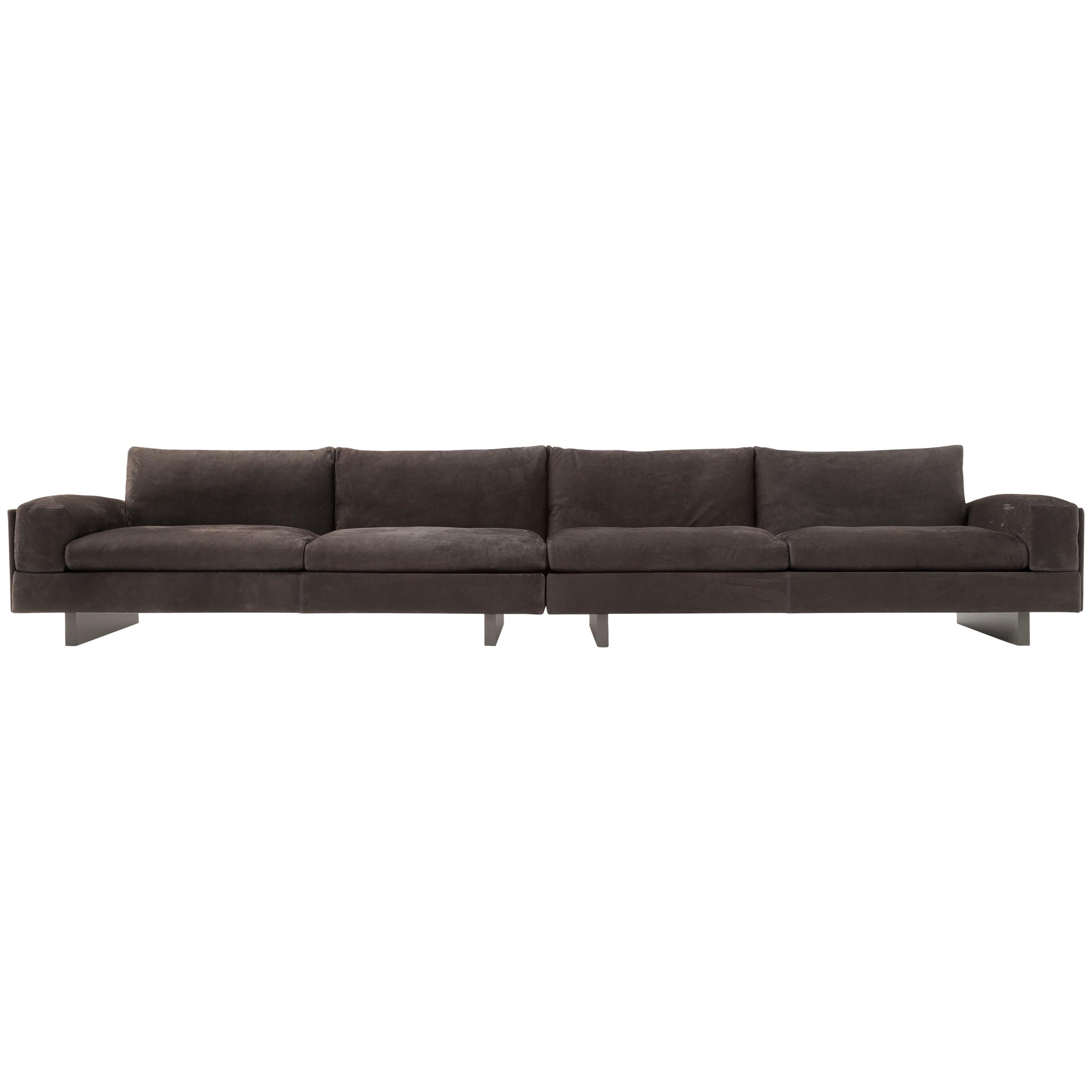 Tau Sofa in Brown Nabuk Leather by Emanuel Gargano For Sale