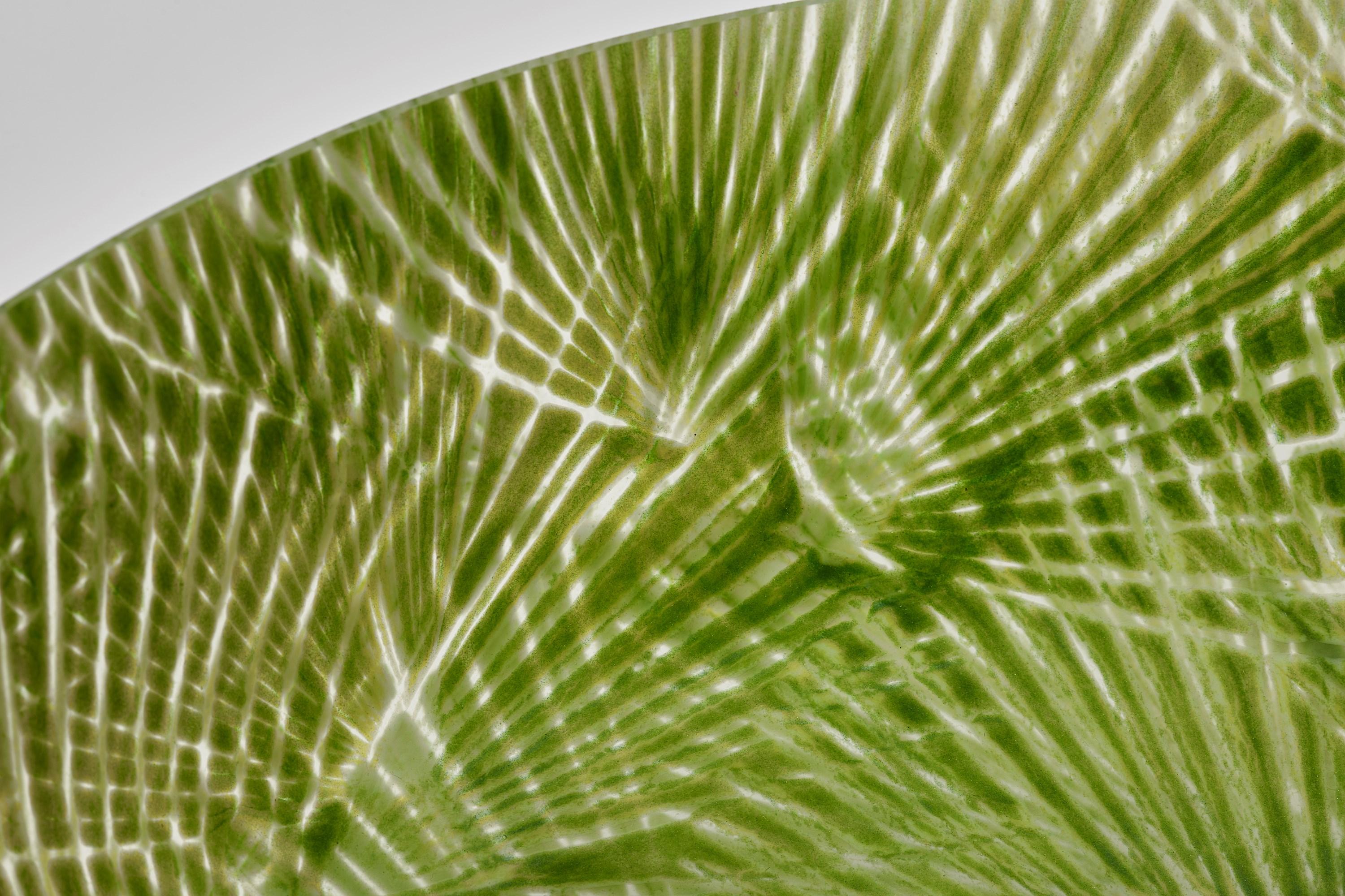 British Taubate, a vibrant green textured glass centrepiece by Amanda Simmons