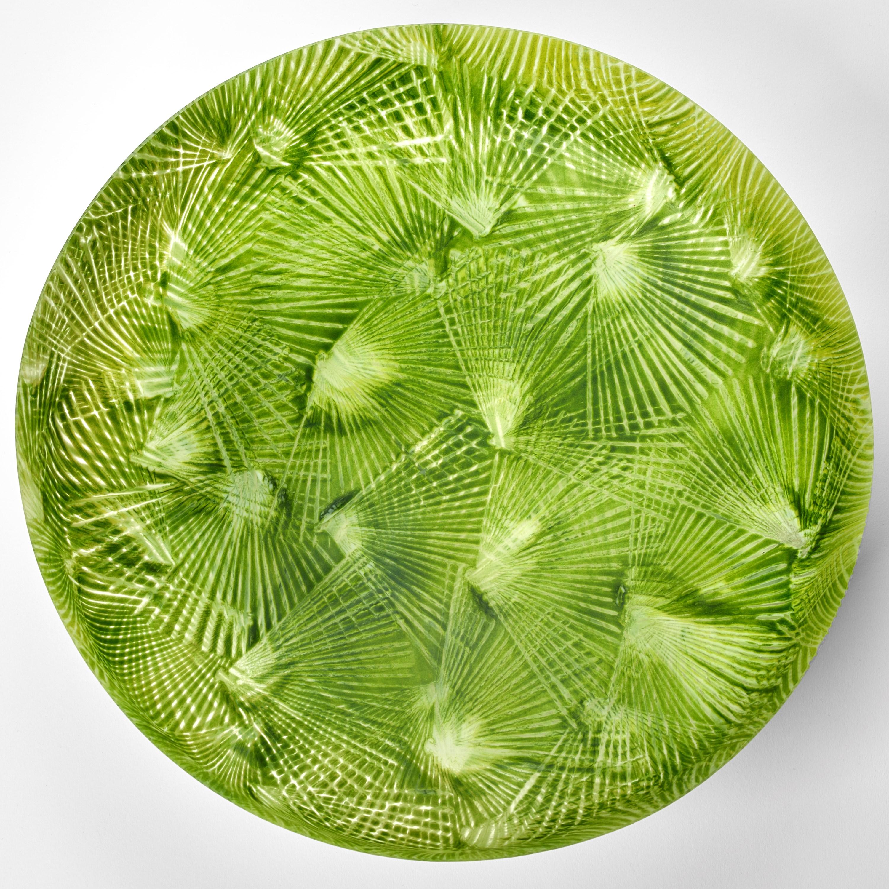 Hand-Crafted Taubate, a vibrant green textured glass centrepiece by Amanda Simmons