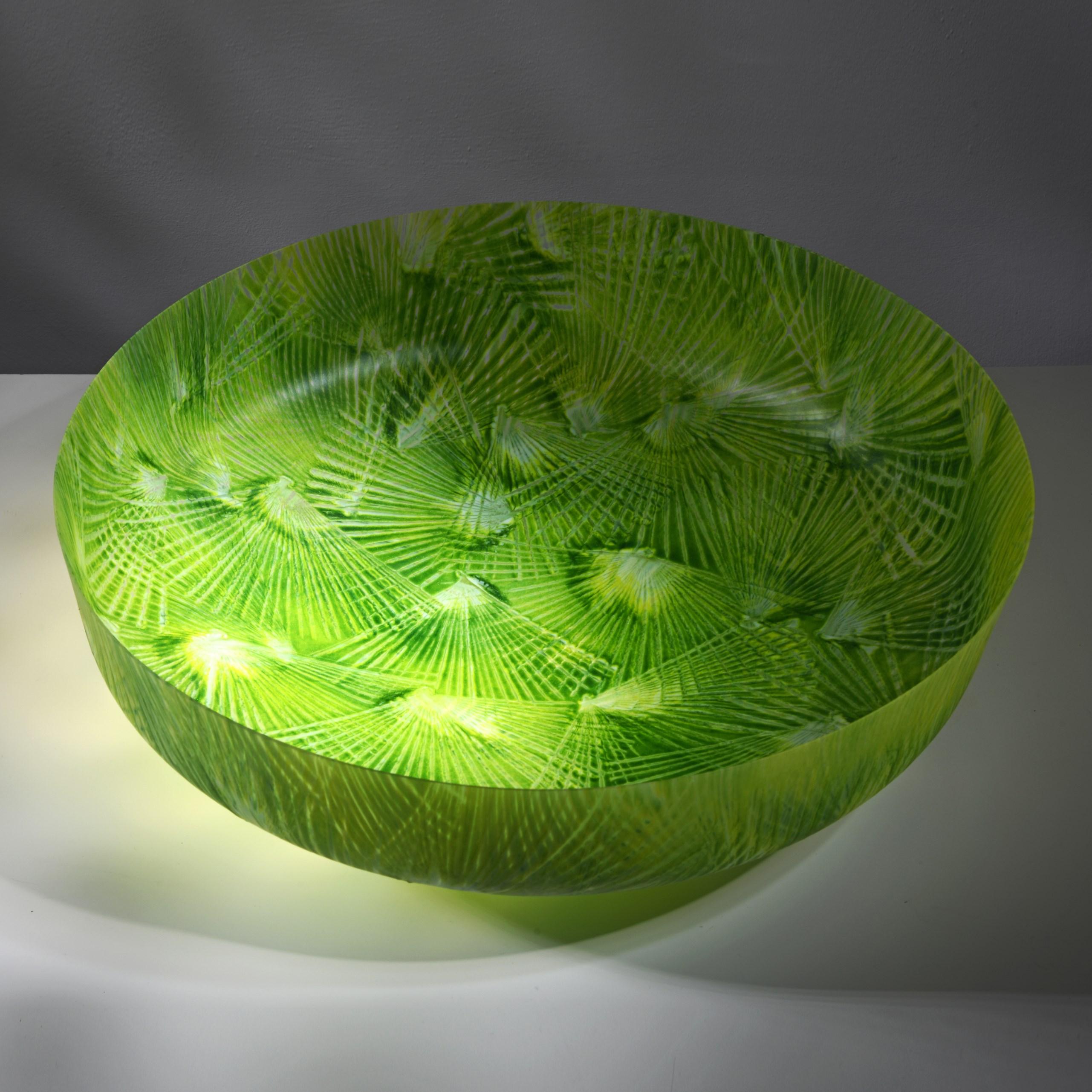 Contemporary Taubate, a vibrant green textured glass centrepiece by Amanda Simmons