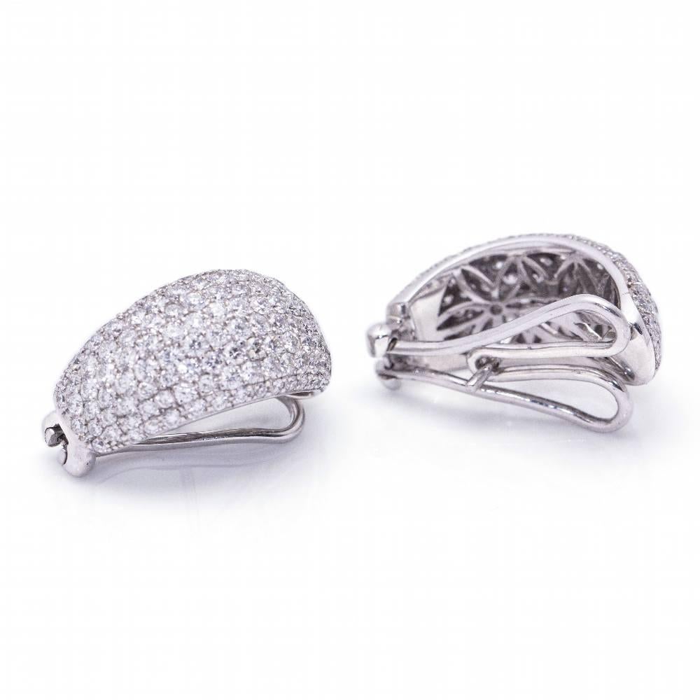 Brilliant Cut TAUBE Earrings with Diamond pave in White Gold For Sale
