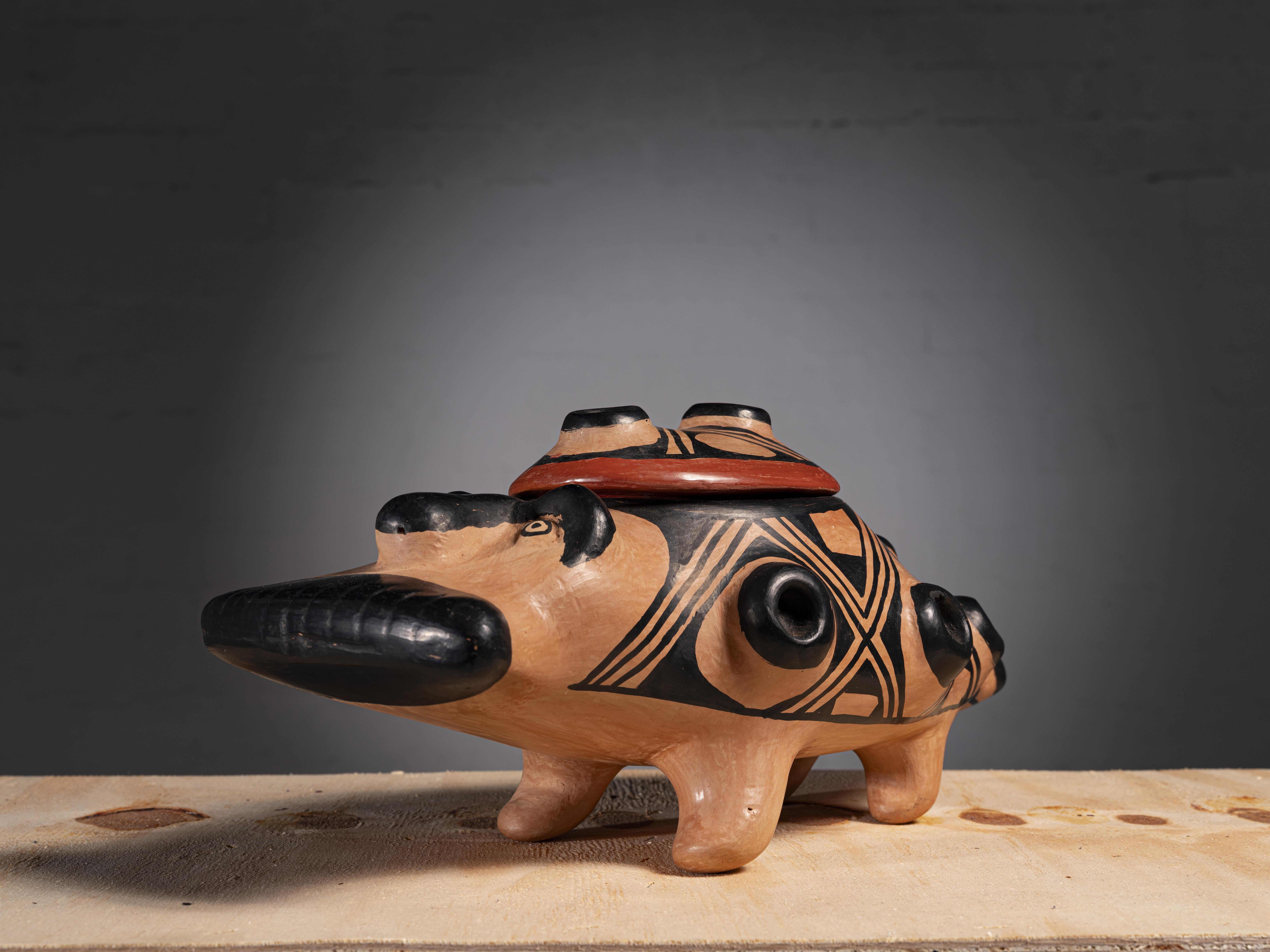 Folk Art Taukana Regui Wauja. Ceramic Kamalu hai Snake Canoe II, 2024 For Sale
