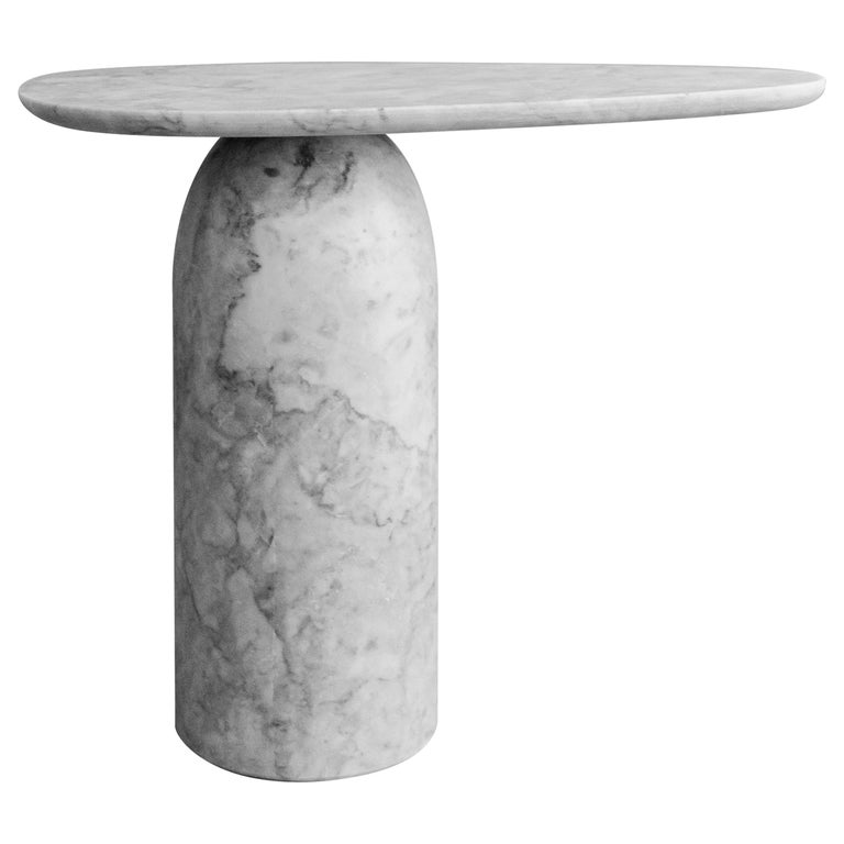 Taula White Marble Small Side Table For, Small Narrow Side Table White