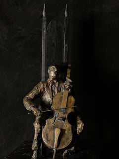 The Cello player  - bronze sculpture