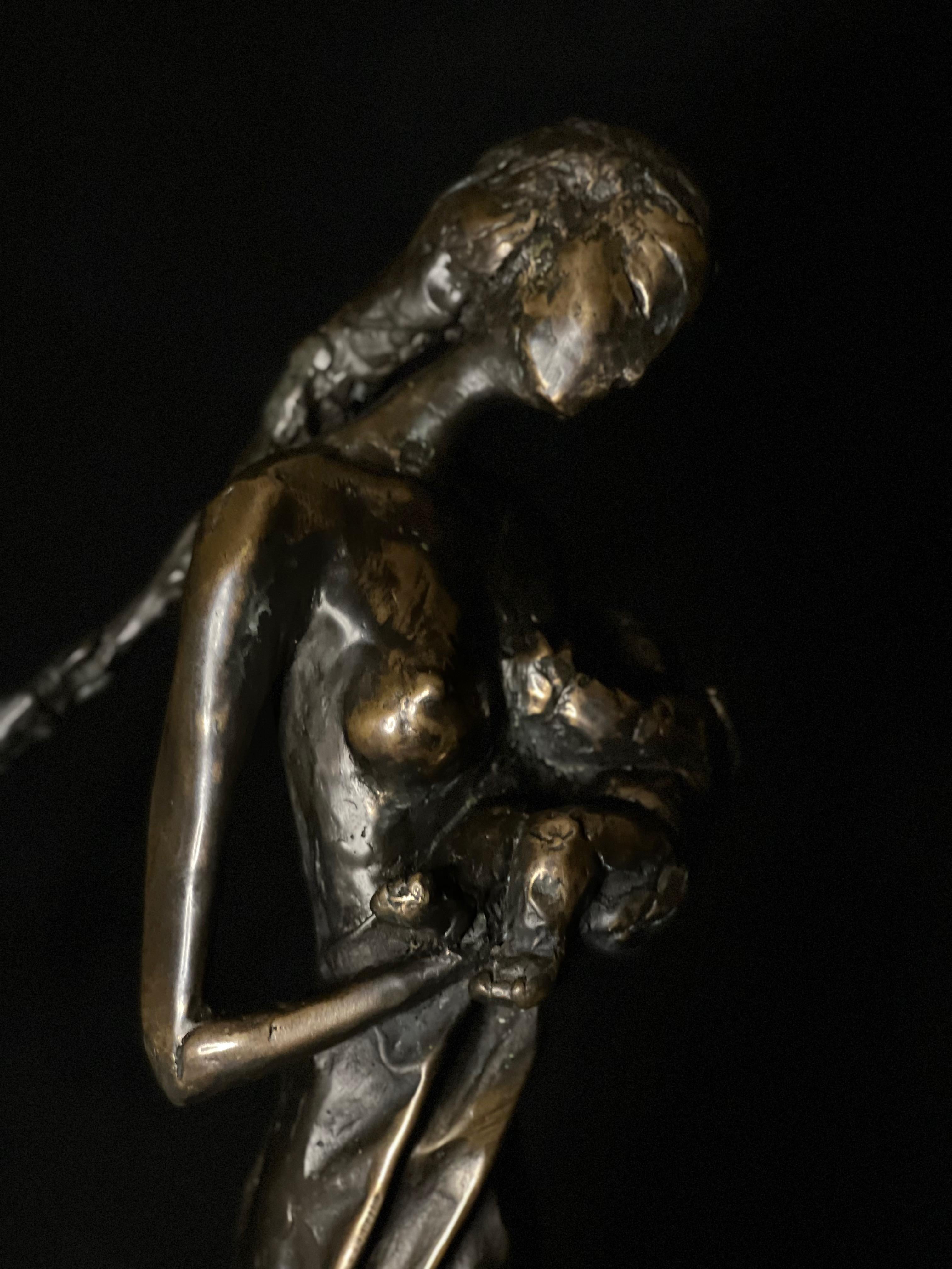 Mother and child - bronze figurative sculpture  For Sale 1