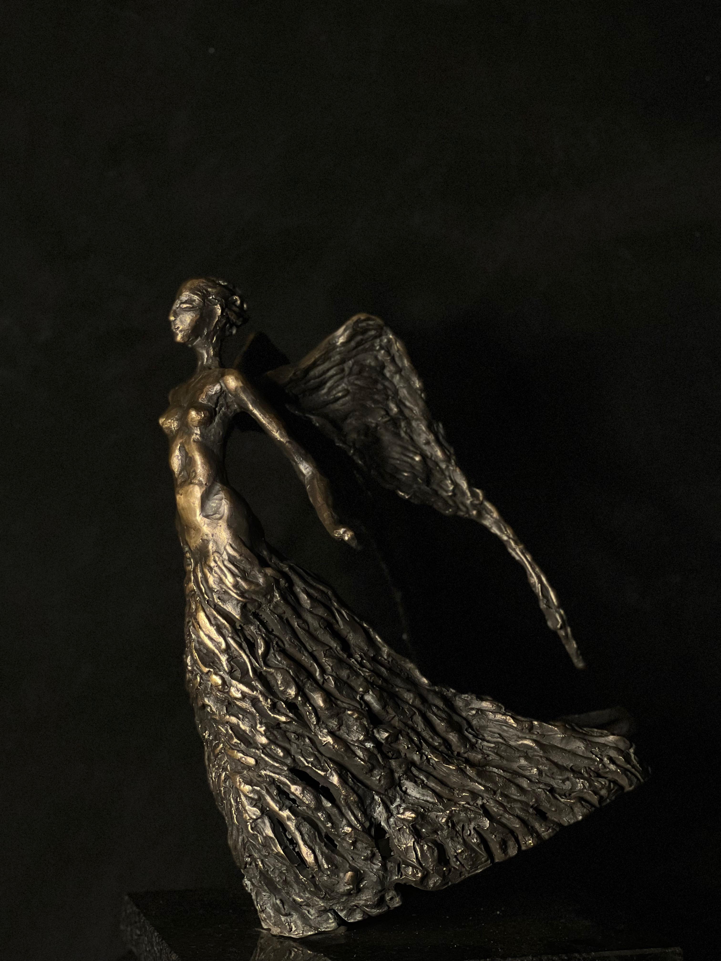 Tauno Kangro Figurative Sculpture - The Guardian Angel - bronze sculpture