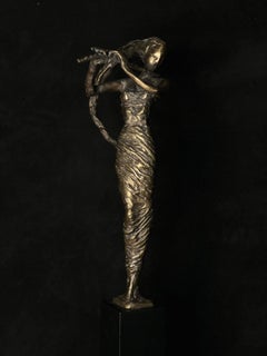 The Flutist - flute bronze music sculpture