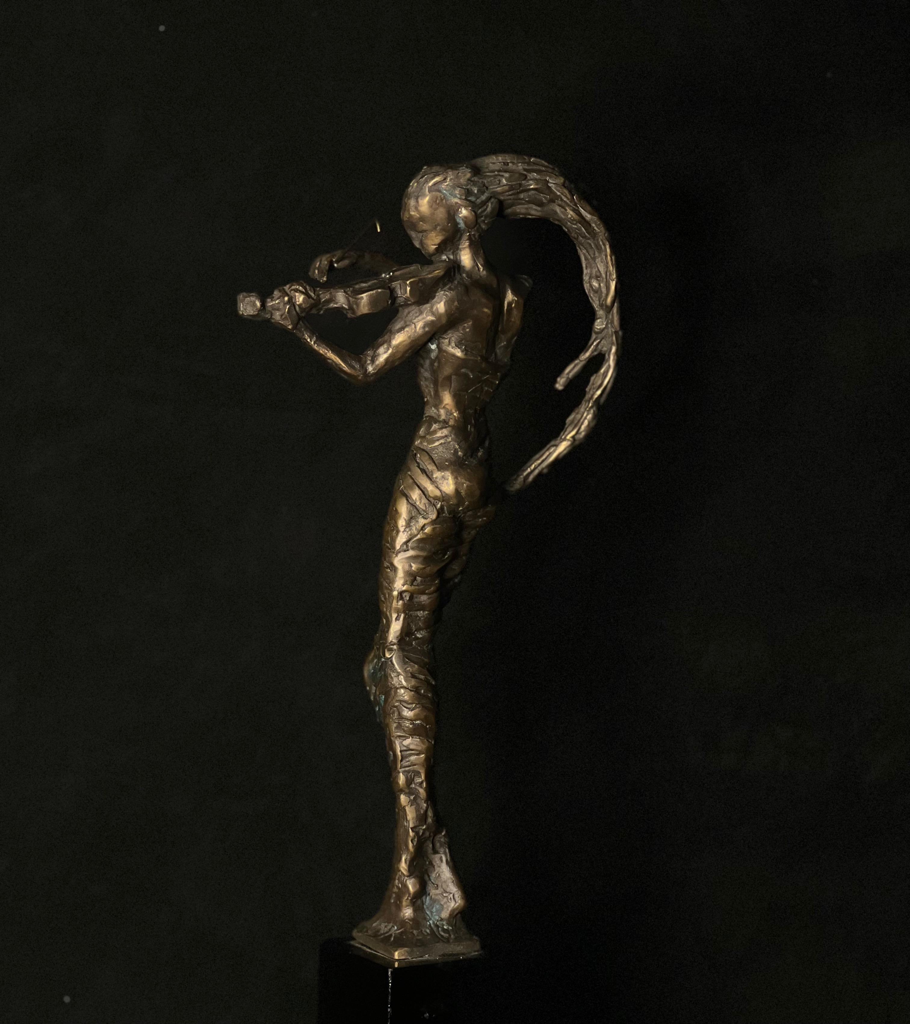 Le violoniste - sculpture de musique en bronze pour violon en vente 1