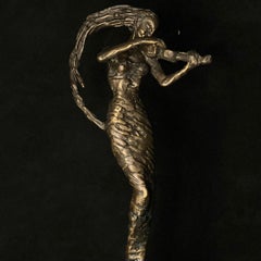 Used The Violinist - violin bronze music sculpture