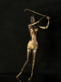 Joueur de golf - sculpture figurative en bronze
