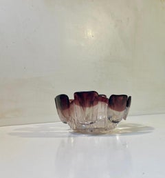 Tauno Wirkkala Brutalist Glass Bowl for Humppila Finland, 1970s