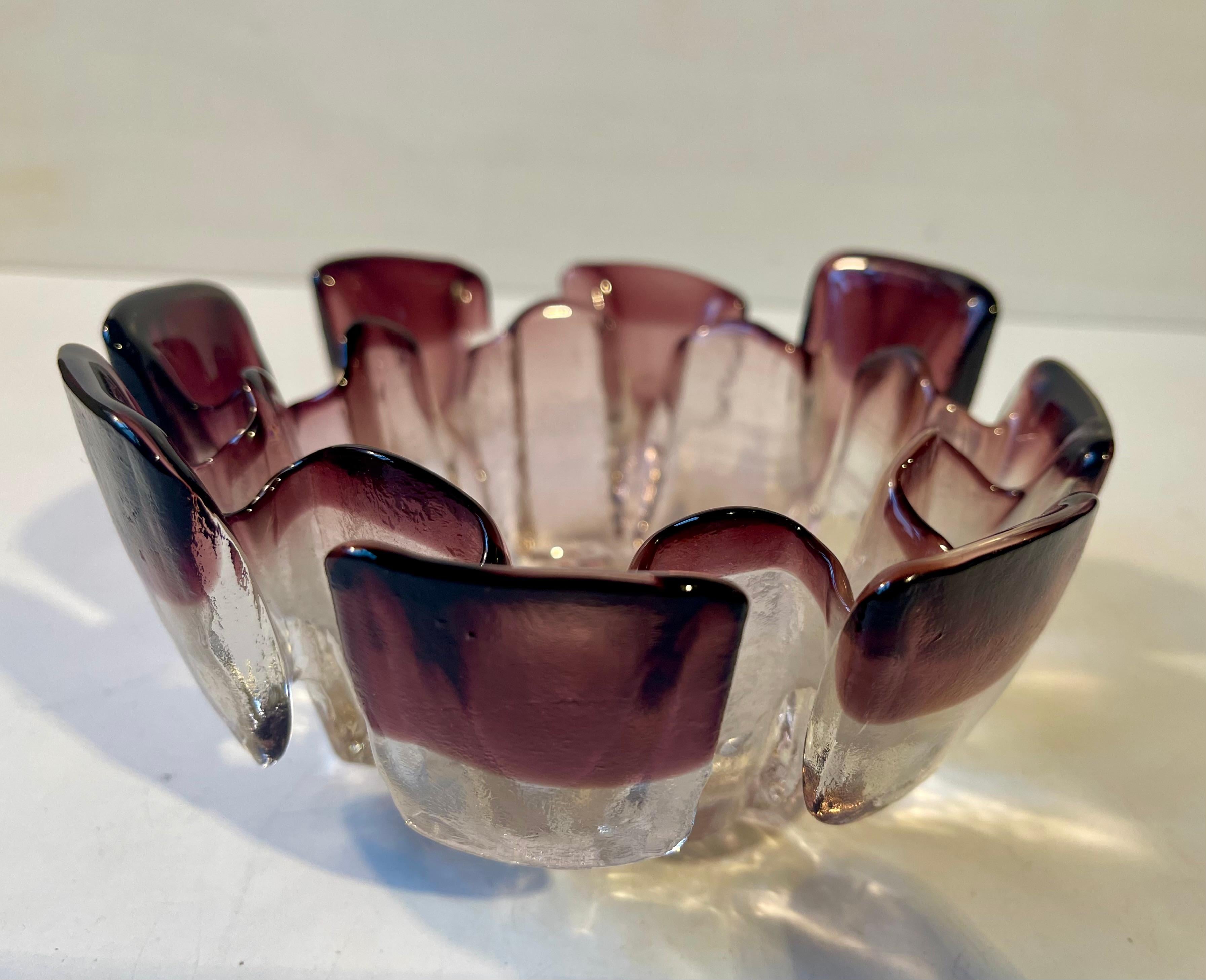 Tauno Wirkkala Brutalist Glass Bowl for Humppila Finland, 1970s 2