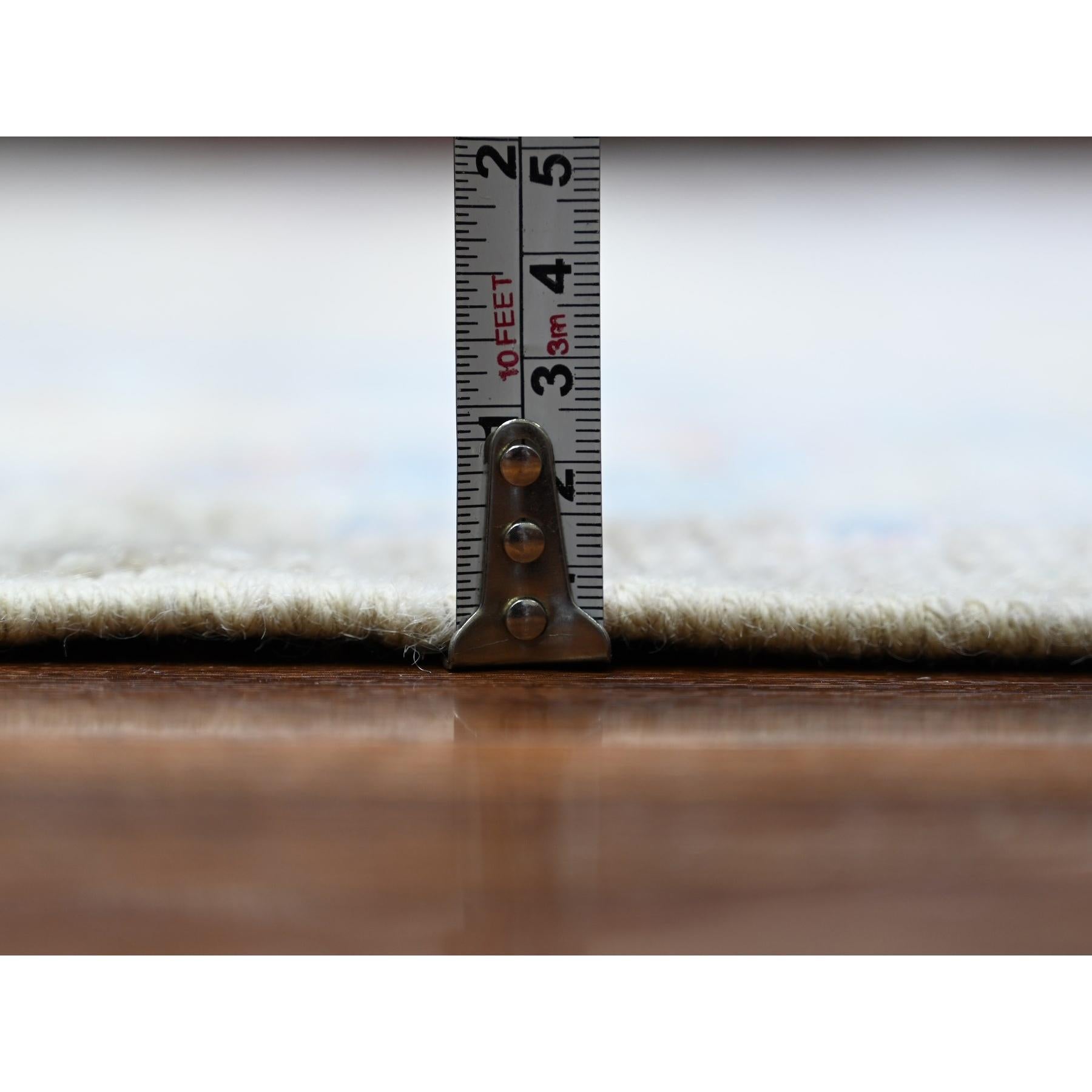 Taupe Afghan Angora Oushak weiche Wolle handgeknüpft Orientteppich 8'1