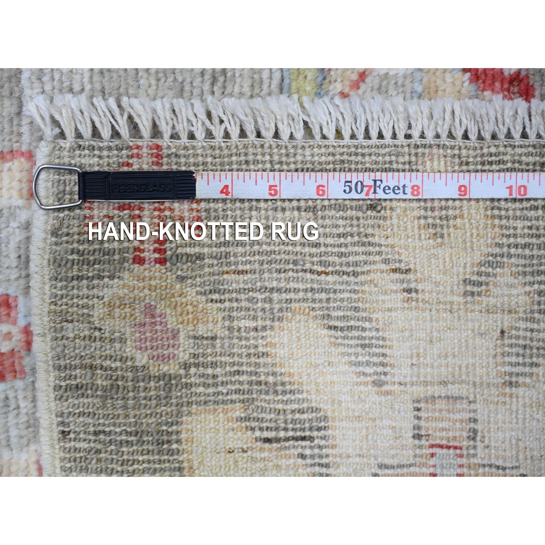 Taupe Afghan Angora Oushak weiche Wolle handgeknüpft Orientteppich 8'1