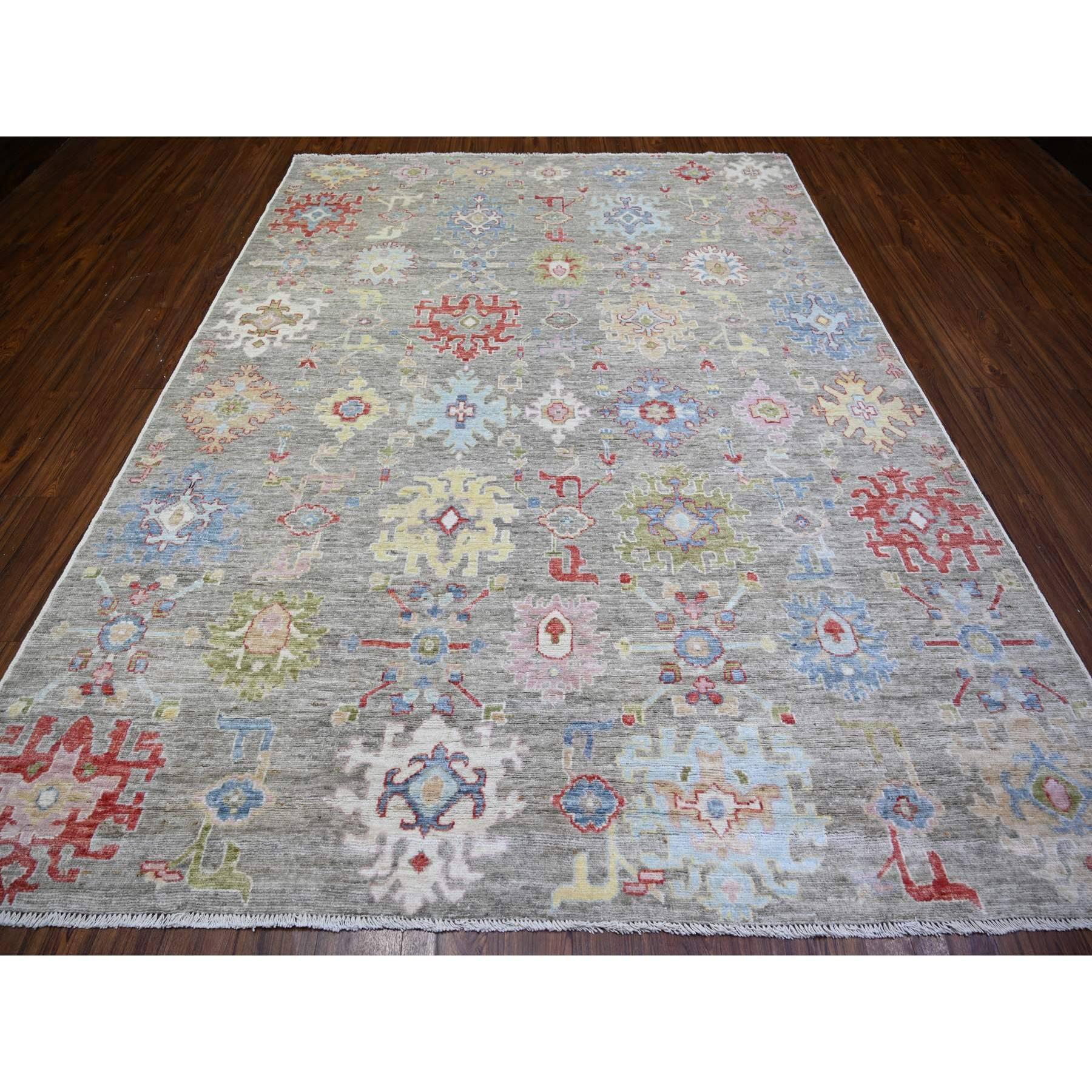 Taupe Afghan Angora Oushak weiche Wolle handgeknüpft Orientteppich 8'1