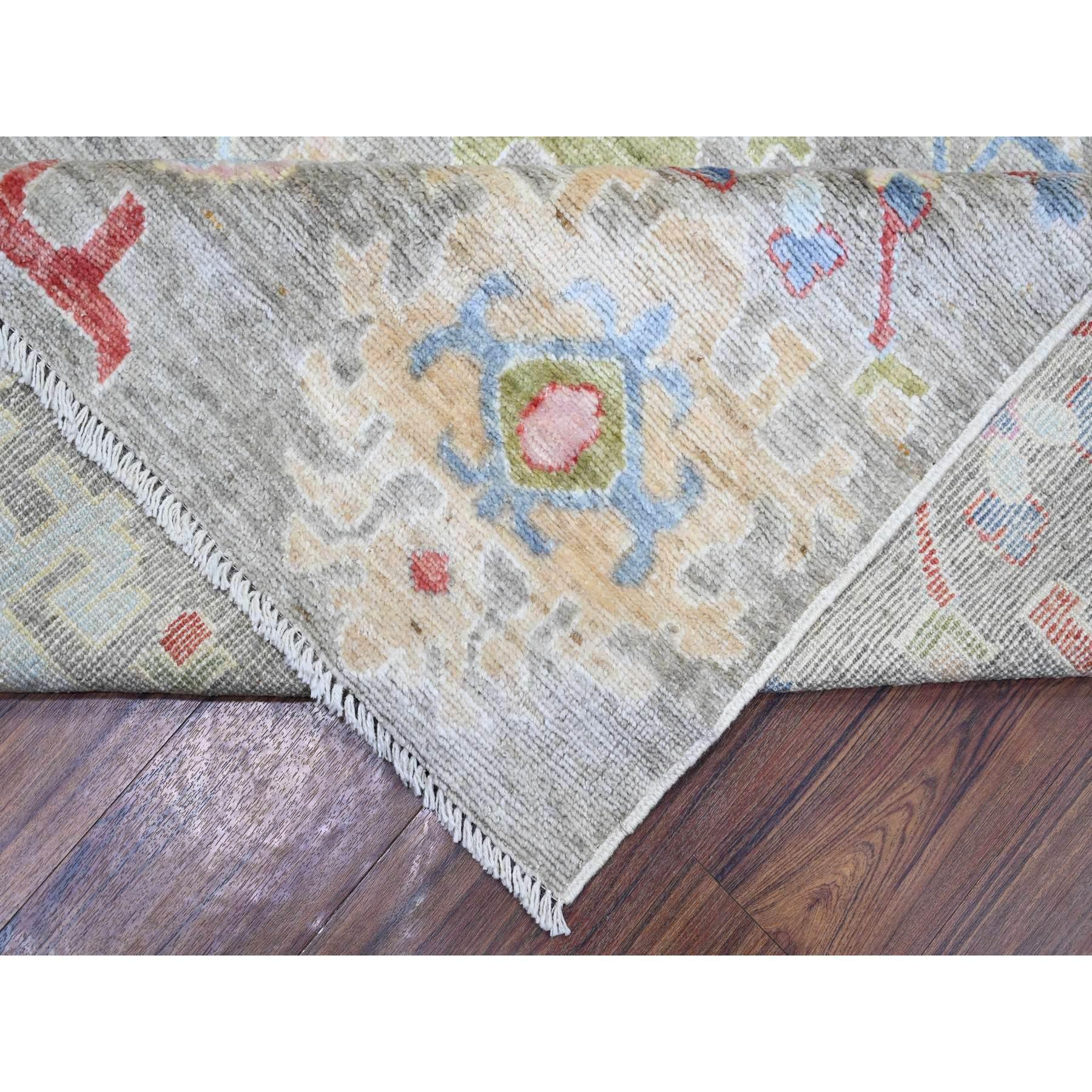Taupe Afghan Angora Oushak weiche Wolle handgeknüpft Orientteppich 8'1