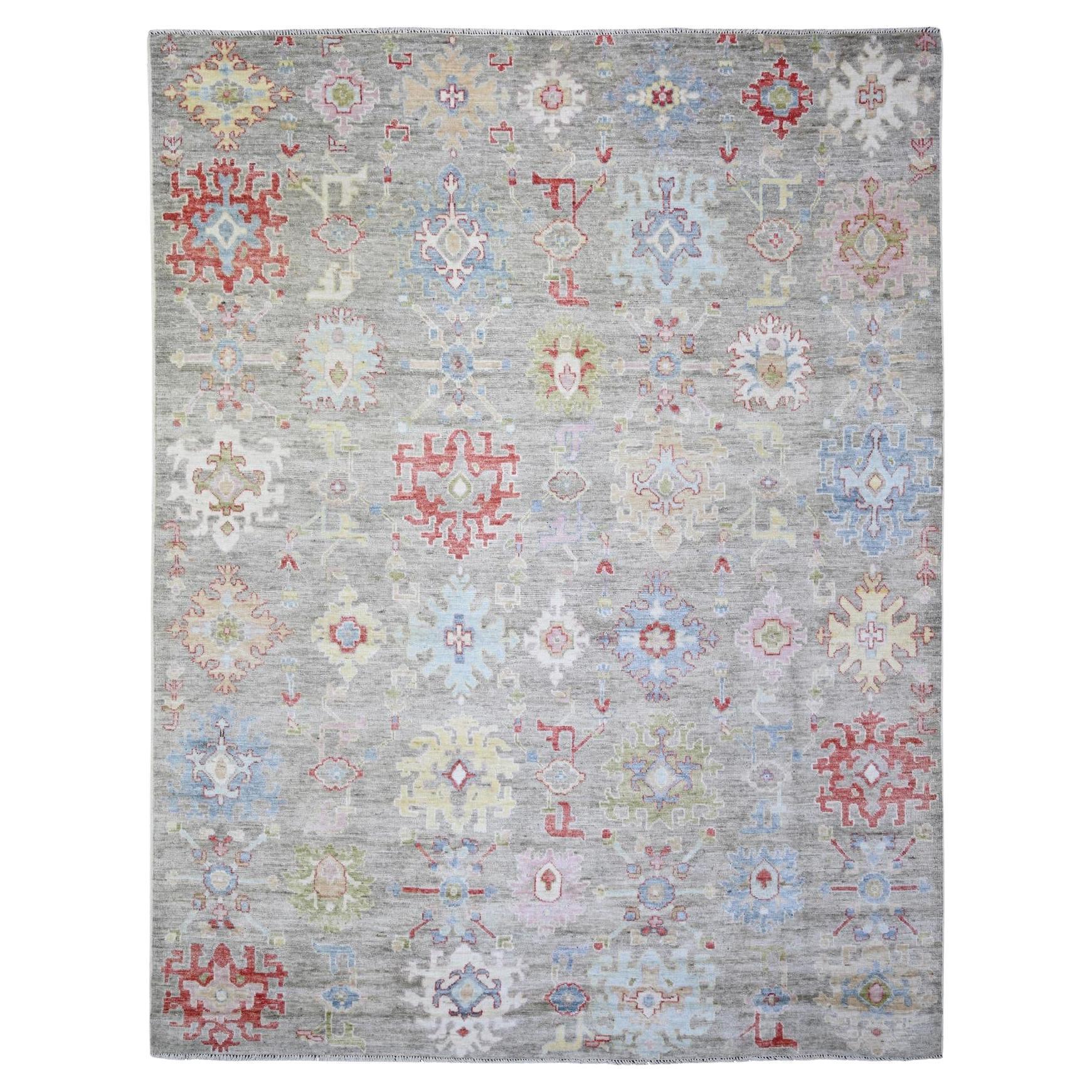 Taupe Afghan Angora Oushak Soft Wool Hand Knotted Oriental Rug 8'1" x 10'8"