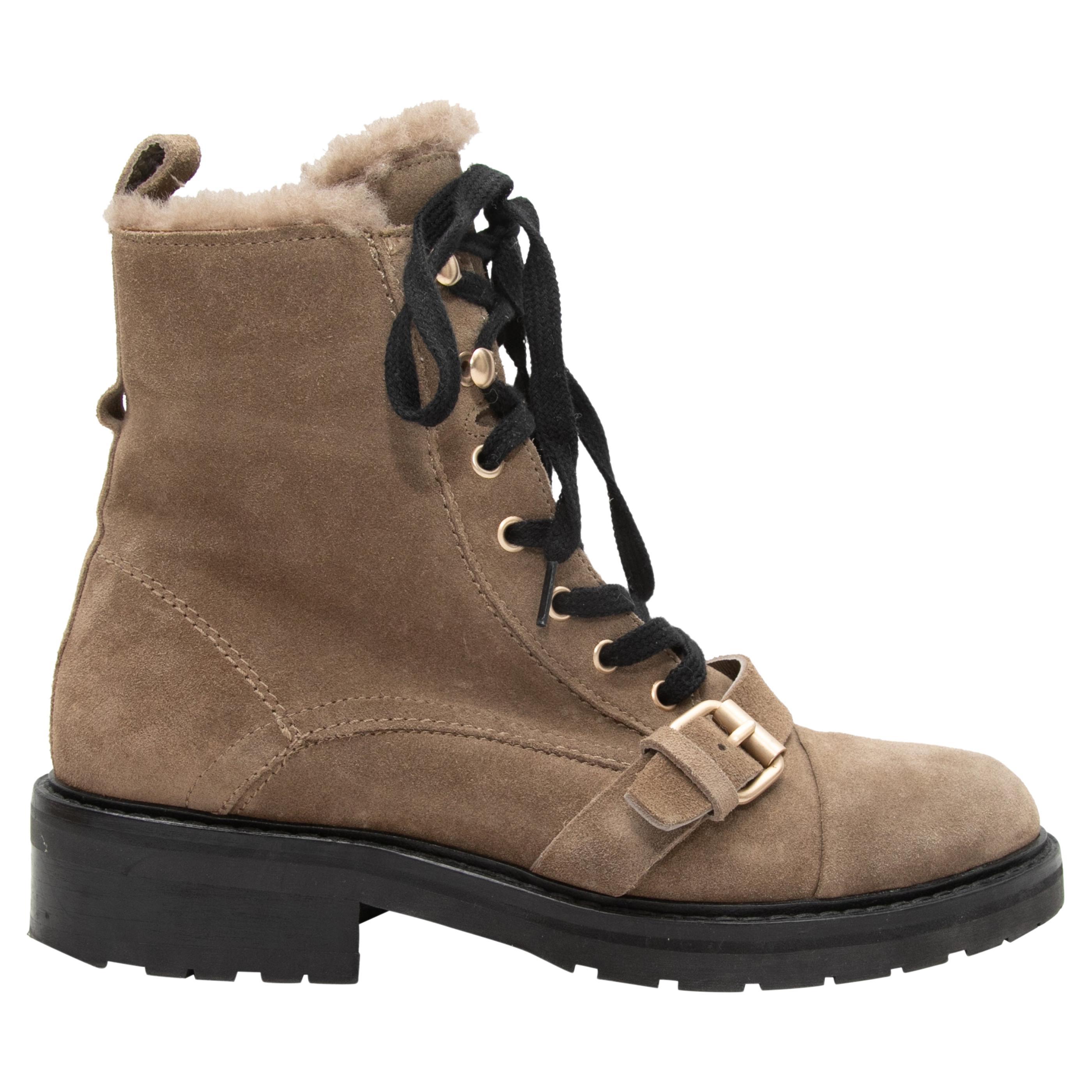 Taupe AllSaints Suede Combat Boots Size 38 For Sale