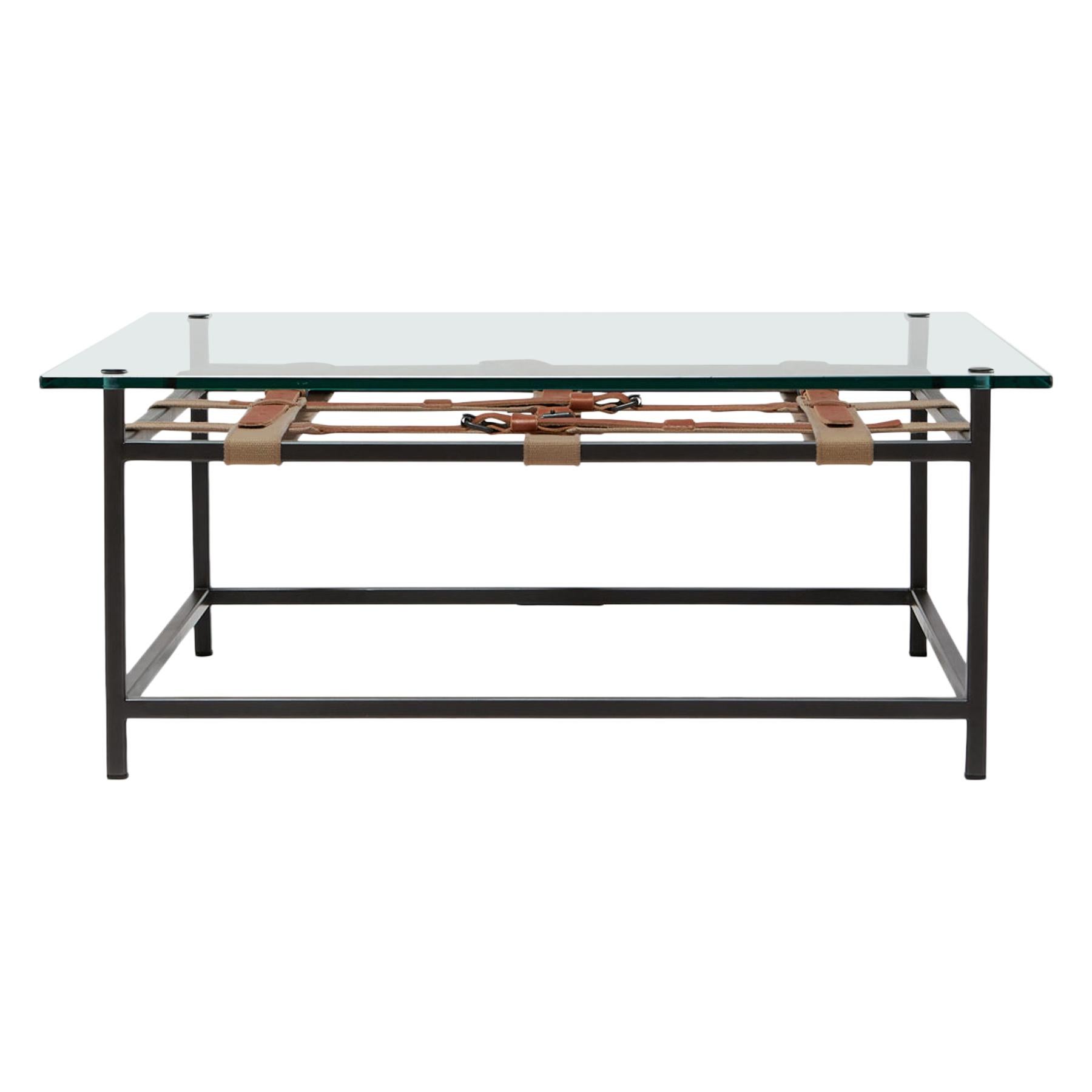 Belted Glass-Top Coffee Table