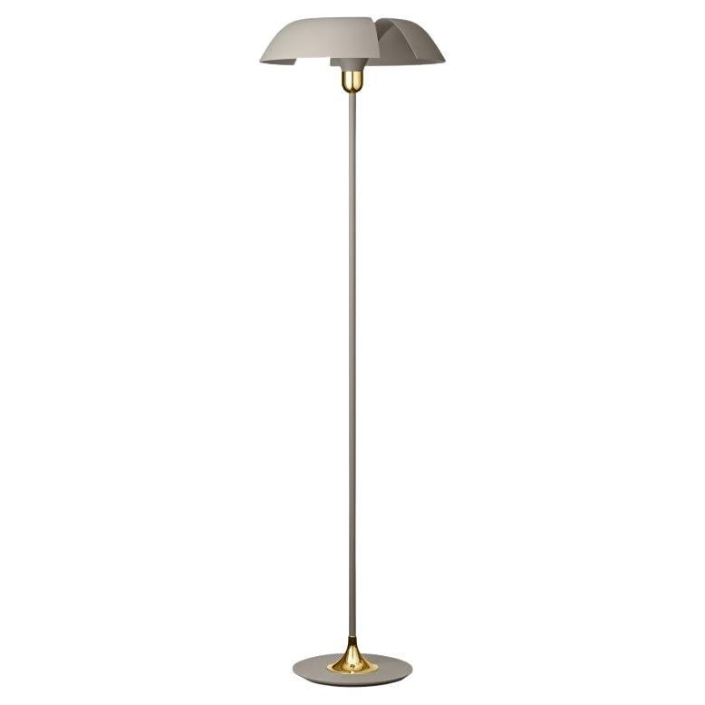 Taupe and Gold Contemporary Floor Lamp For Sale