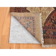Taupe Antique Persian Camel Hair Serab Pure Wool Hand Knotted Clean Runner Rug