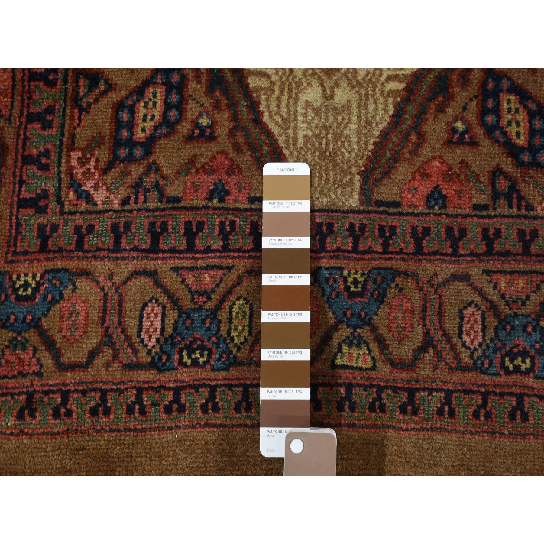 Hand-Knotted Taupe Antique Persian Camel Hair Serab Pure Wool Hand Knotted Clean Runner Rug For Sale