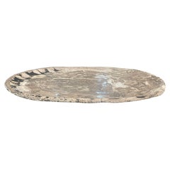 Taupe, Black, Cream Piatto extra large in Wood Pietrificato, Indonesia, Preistoria