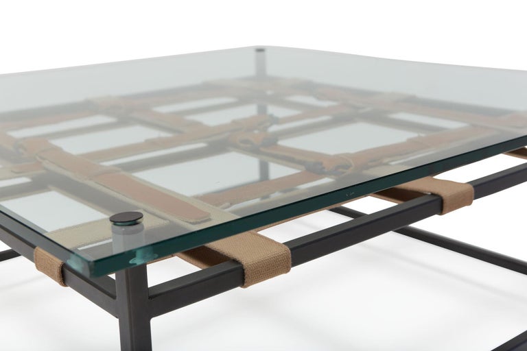 Belted GlassTop Coffee Table For Sale at 1stDibs