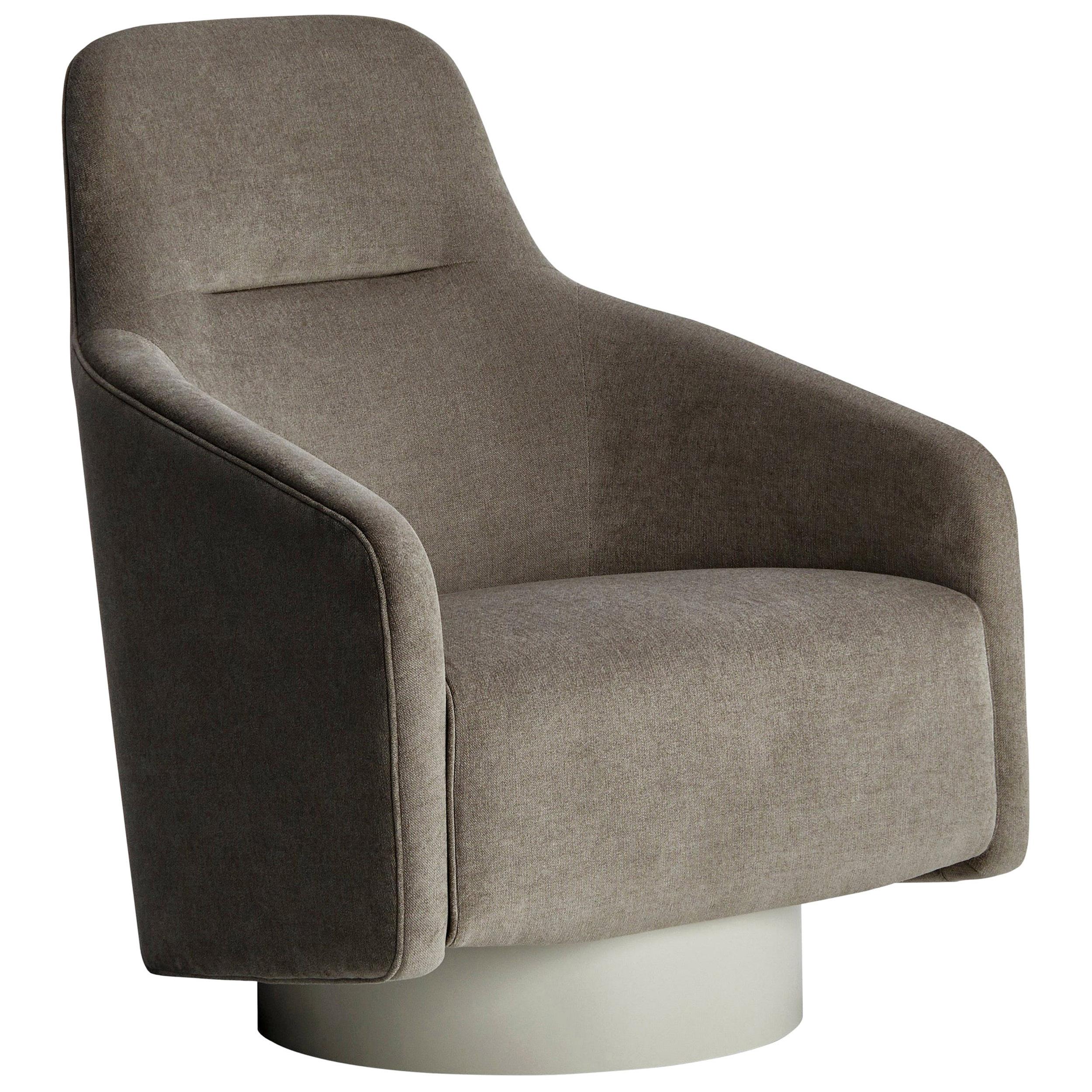 Taupe Boémia II Swivel Armchair with High-Back For Sale