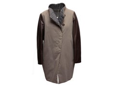 Taupe & Brown Brunello Cucinelli Leather Sleeve Coat