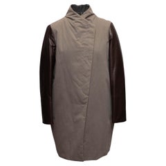 Taupe & Brown Brunello Cucinelli Leather Sleeve Coat