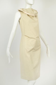 Taupe Calvin Klein Minimalist Cowl Neck Sack Dress, Orig Tags– XS -S/IT 40, 2012
