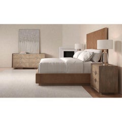 Taupe Chevron Tufted Upholstered King Bed