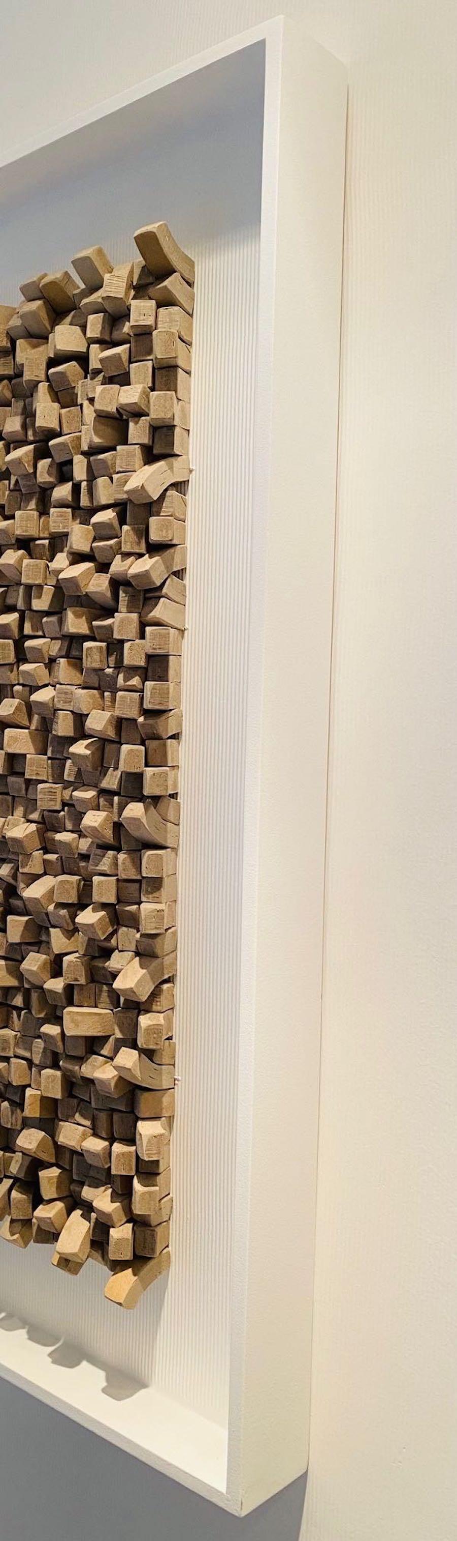 Contemporary Taupe Color Paper Wall Sculpture By Guy Leclef